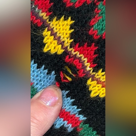 Holiday Time Black Festive Sweater with Red and Green Accents Size M (8-10) - Picture 6 of 8